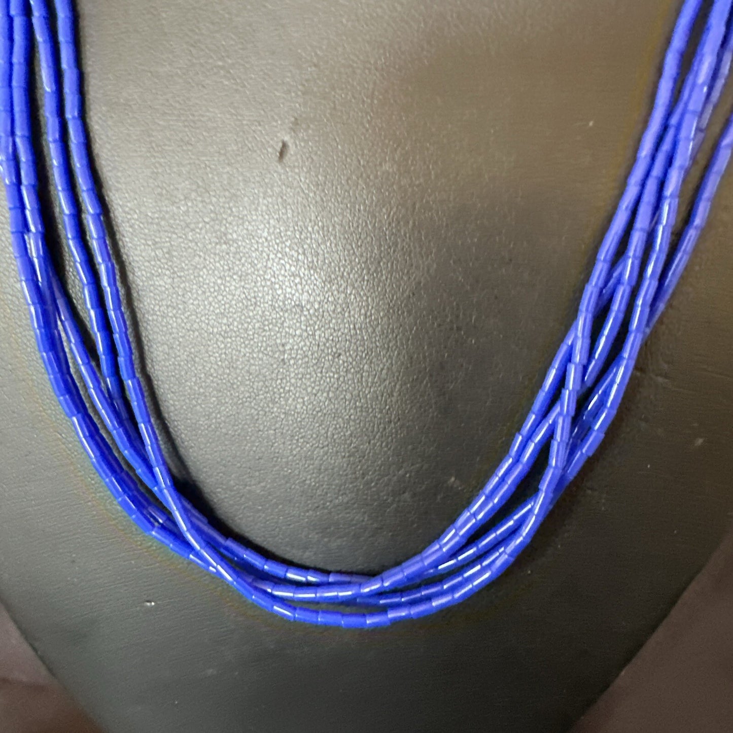 Navajo Lapis 5S Sterling Silver Tube Heishi Bead Necklace 19” 18102