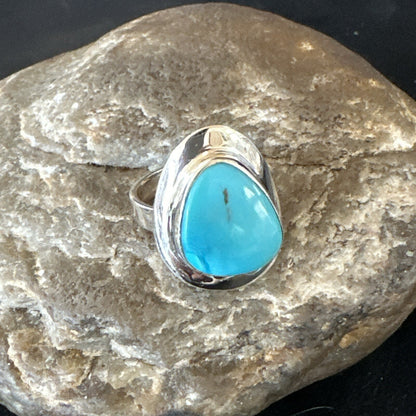 WoMens Sterling Silver Robin Egg Blue Kingman Turquoise Ring Size 9 17734