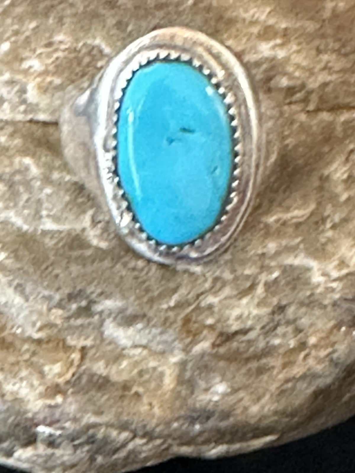 Blue Kingman Turquoise Navajo Sterling Silver Ring Size 10 19406