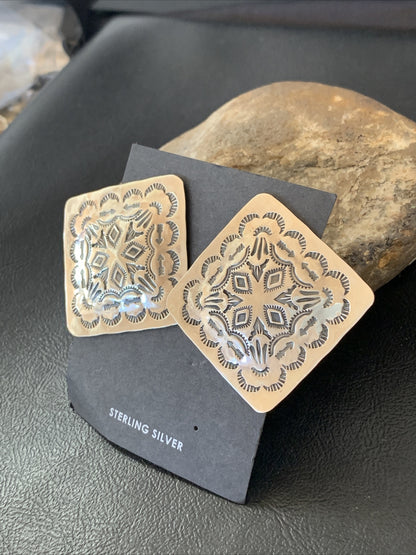 Sterling Silver Earrings Womens Navajo 01668N