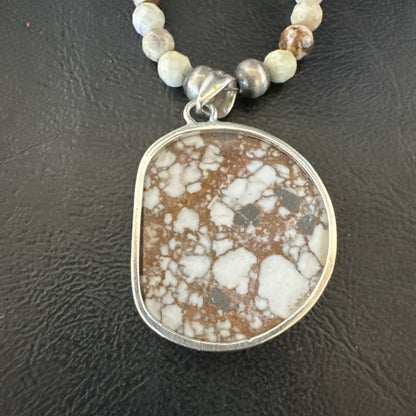 Mens Womens Wild Horse Turquoise Pendant Navajo Sterling Silver Necklace 19573