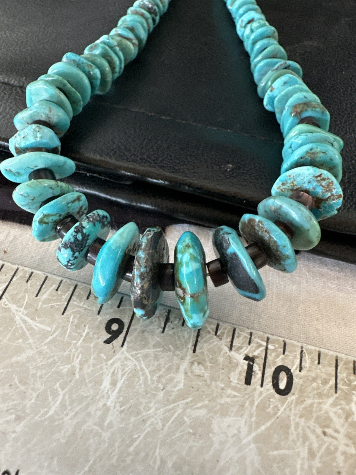 Navajo Blue Turquoise Shell Sterling Silver 24” Necklace 19710