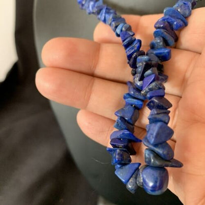 Navajo Lapis Turquoise Coral Beaded Necklace Sterling Silver 7" 13117