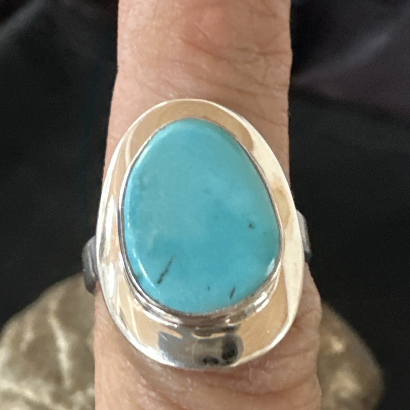 Southwestern Sterling Silver Blue Kingman Turquoise Ring Size 7 18510