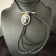 Men's BOLO TIE WHITE BUFFALO TURQUOISE Navajo 1" | Sterling Silver | Authentic Native American Handmade | 19121