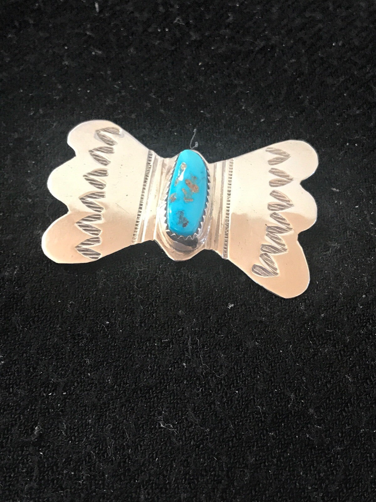 Kingman Turquoise Indian Sterling Silver Navajo Pin Pendant 08666