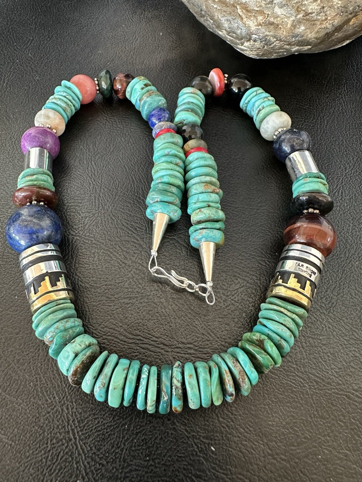 Tommy Rosita Singer T R Sterling Silver Blue Turquoise Bead Necklace 21 in 19412