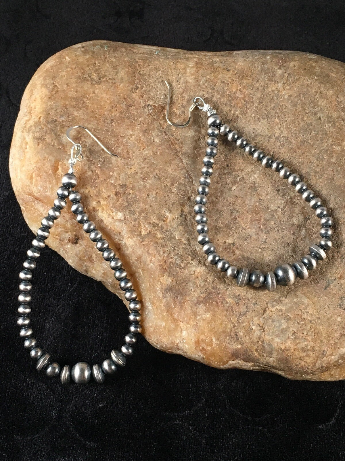 Native American Bead Sterling Silver Earrings 10091