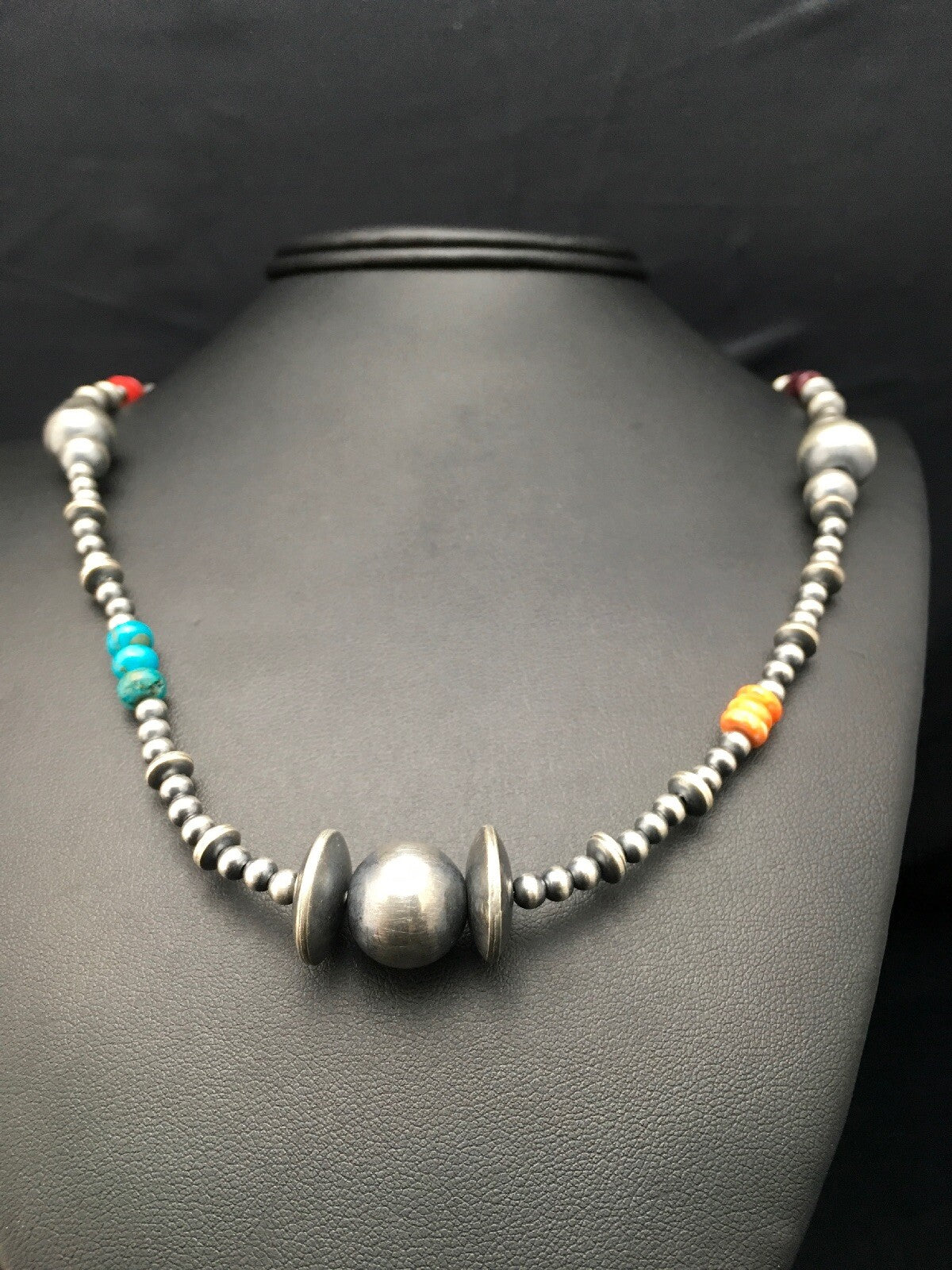 Navajo Pearls Sterling Silver Bead Necklace 30" Long