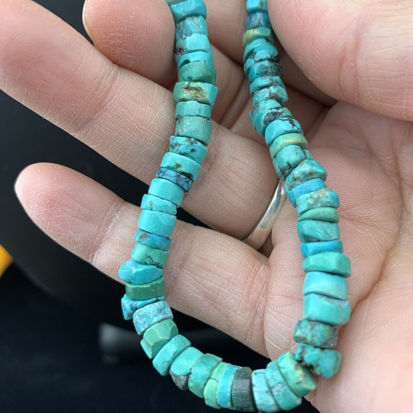 Blue Turquoise 7mm Heishi Sterling Silver Bead Necklace 20" 1741