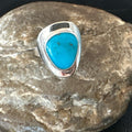 Southwestern Blue Kingman Turquoise Ring Size 7 | Sterling Silver | Authentic Native American Handmade | 18505
