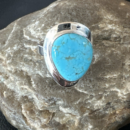 Blue Turquoise Spiny Oyster Southwestern Sterling Silver Ring Size 10 18532