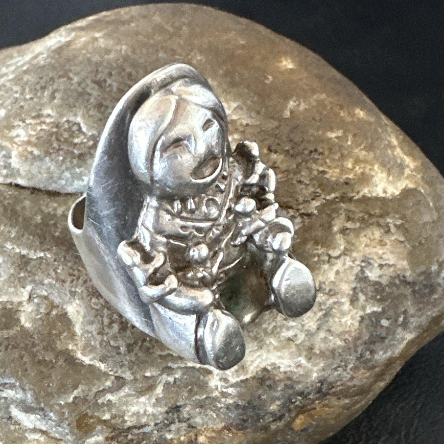 XL Mens Womens Storyteller Old Pawn Navajo Sterling Silver Ring Size 7 18116