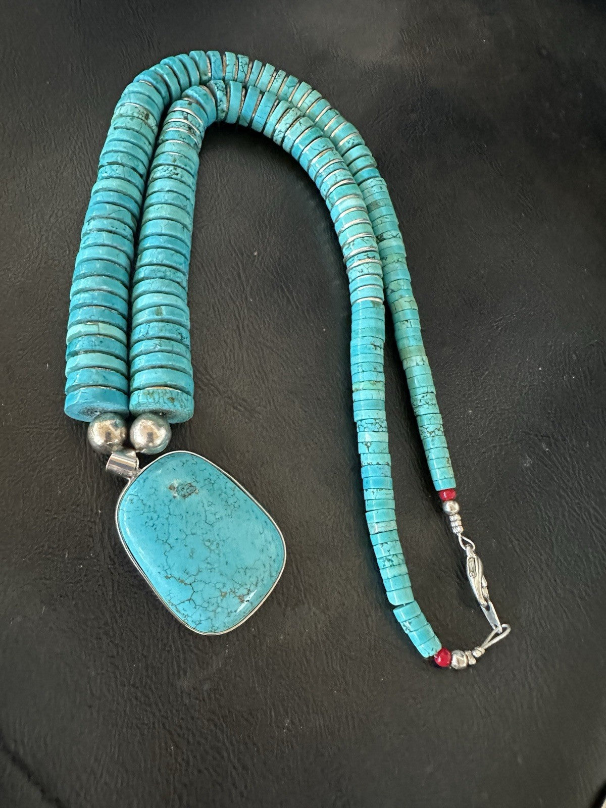 Old Pawn Turquoise Necklace Heavy Blue Old Pawn Santo Domingo Southwest 19442