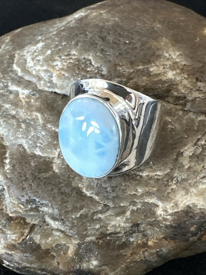 Womens Blue Larimar Navajo Sterling Silver Ring Size 9 17672