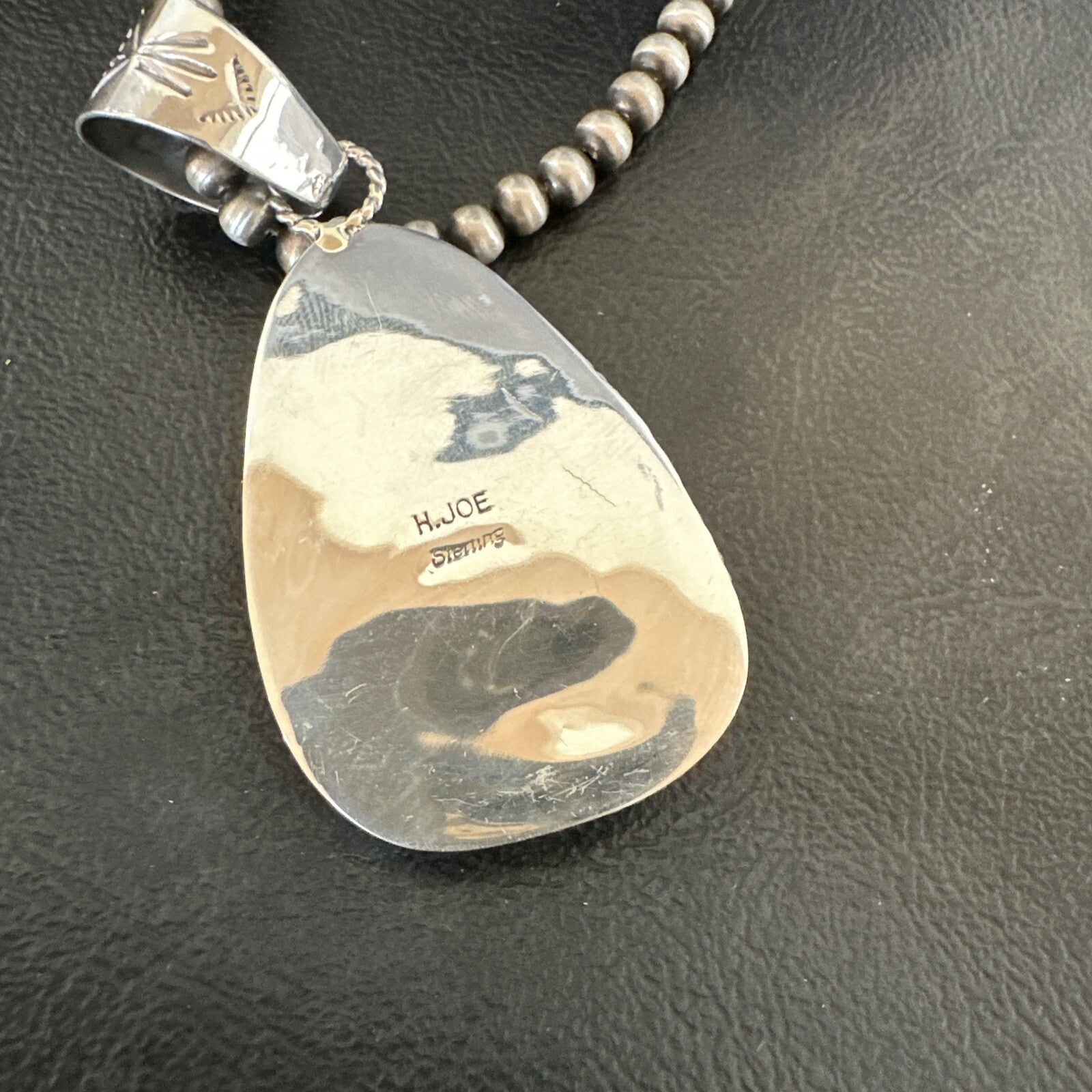 Mens Women Navajo Sterling Silver Green Royston Turquoise Necklace Pendant 18052