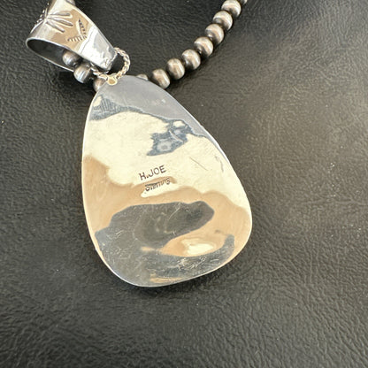 Mens Women Navajo Sterling Silver Green Royston Turquoise Necklace Pendant 18052