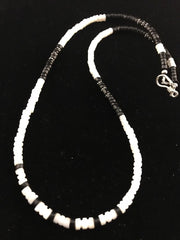 Men's Black Onyx Navajo Pearls Necklace | Sterling Silver | Authentic Native American Handmade | 00336