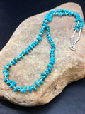 Blue Nugget Turquoise Navajo Heishi Necklace 19" | Sterling Silver | Authentic Native American Handmade | 08959