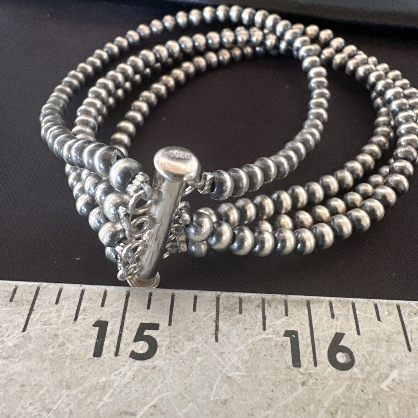 Southwestern Sterling Silver Beads 8" 4 Strand Bead Bracelet 18577