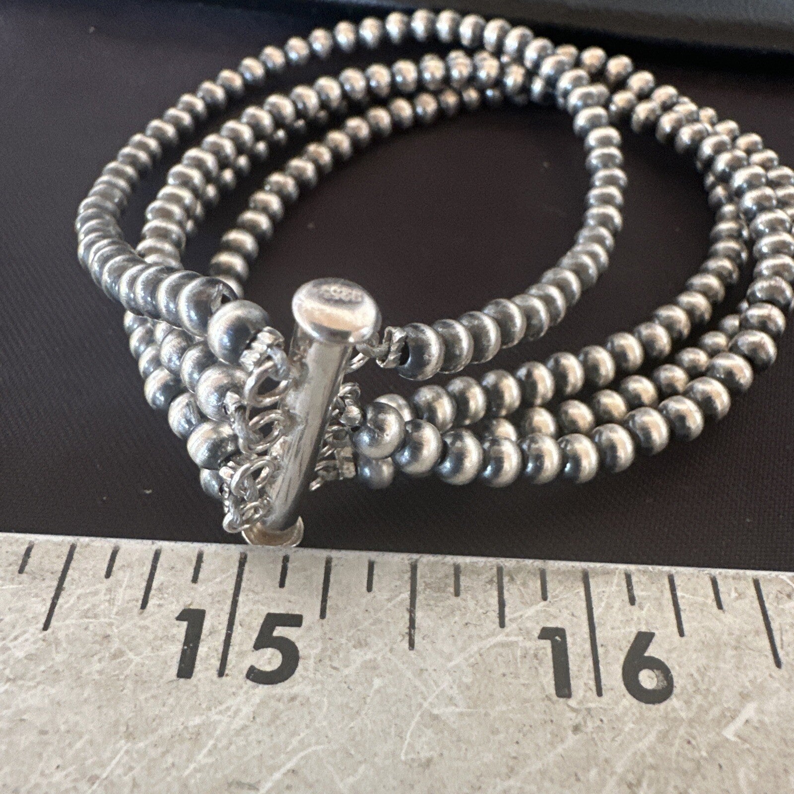 Southwestern Sterling Silver Beads 8" 4 Strand Bead Bracelet 18577