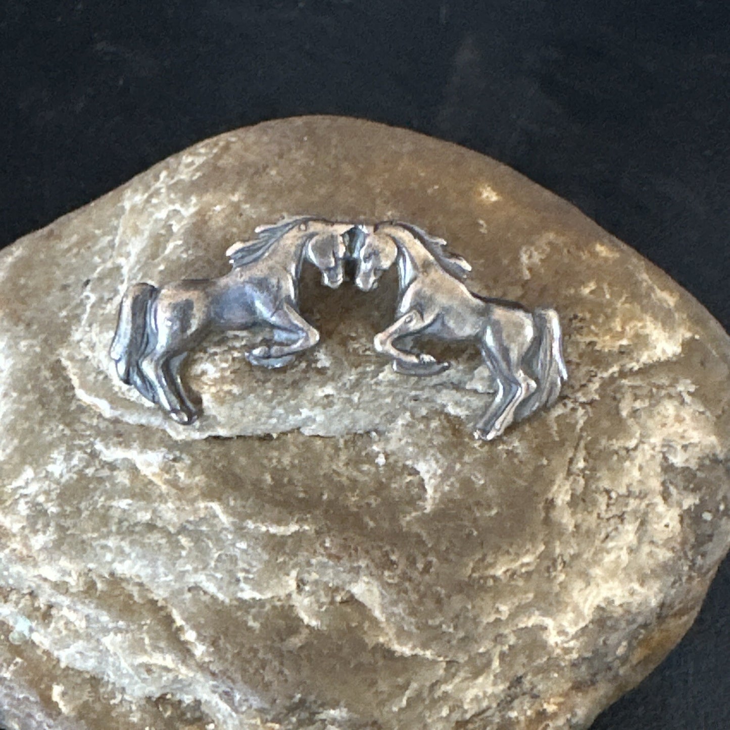 Galloping Horses Pendant Navajo Sterling Silver 2” 15453