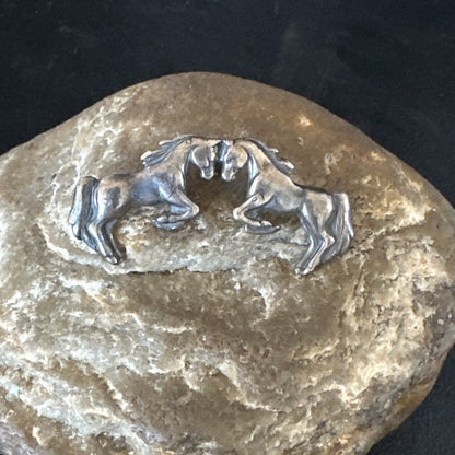 Galloping Horses Pendant Navajo Sterling Silver 2” 15453