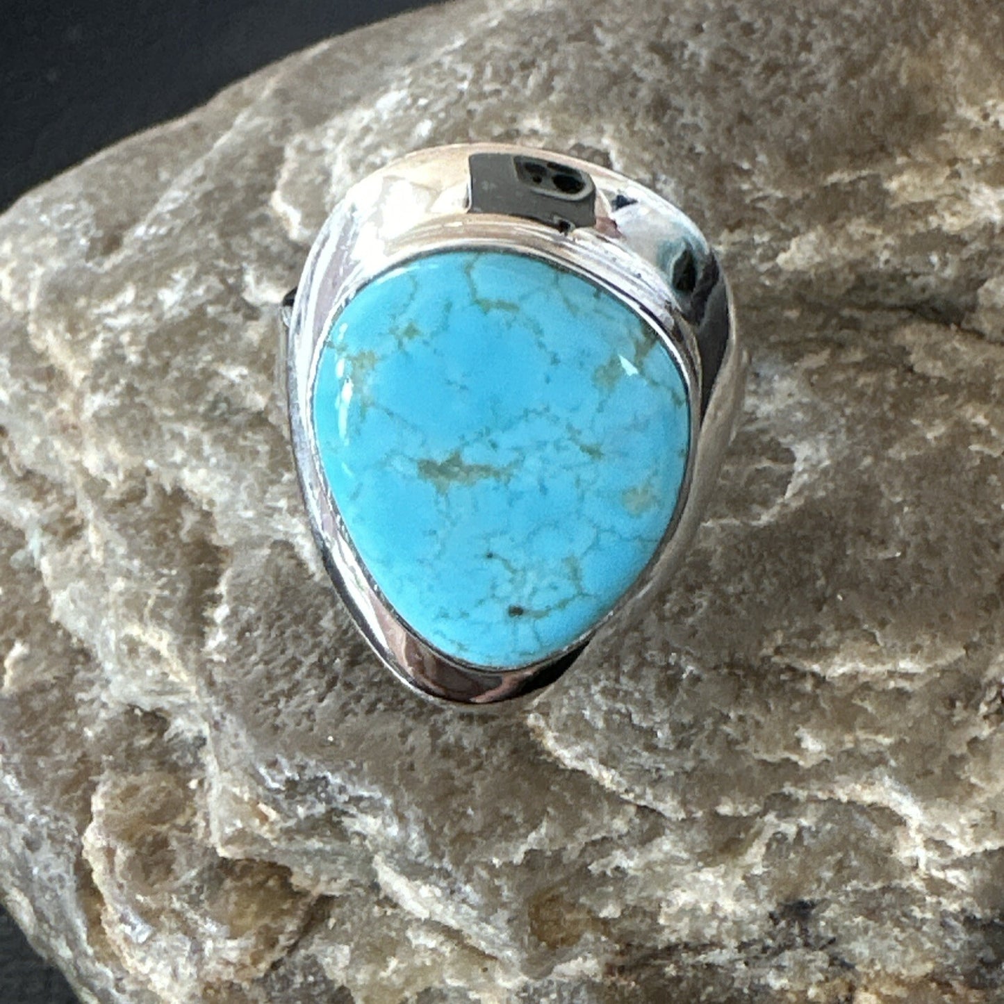 Blue Turquoise Spiny Oyster Southwestern Sterling Silver Ring Size 10 18532