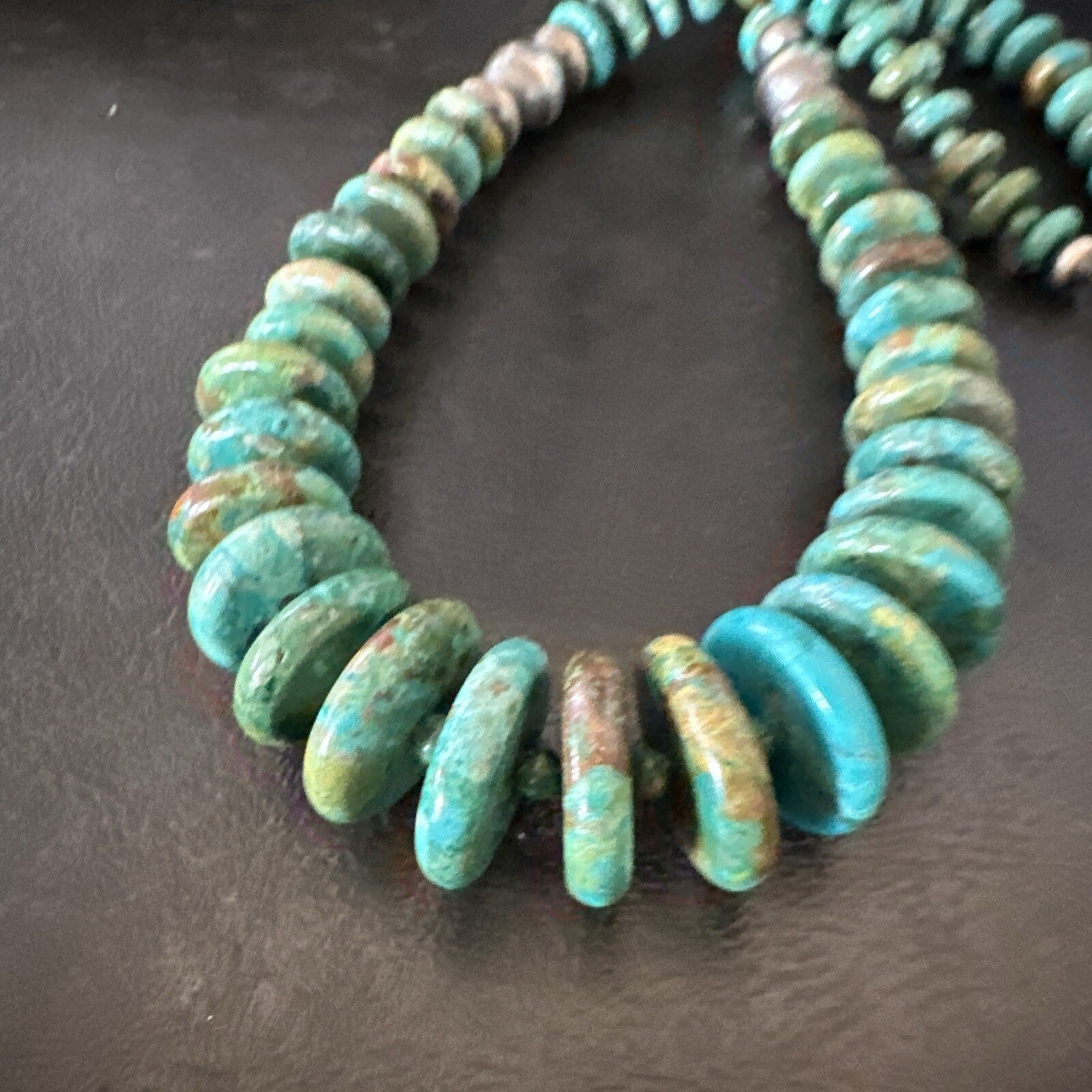 Navajo Graduated Turquoise Sterling Silver Necklace 19” 18421