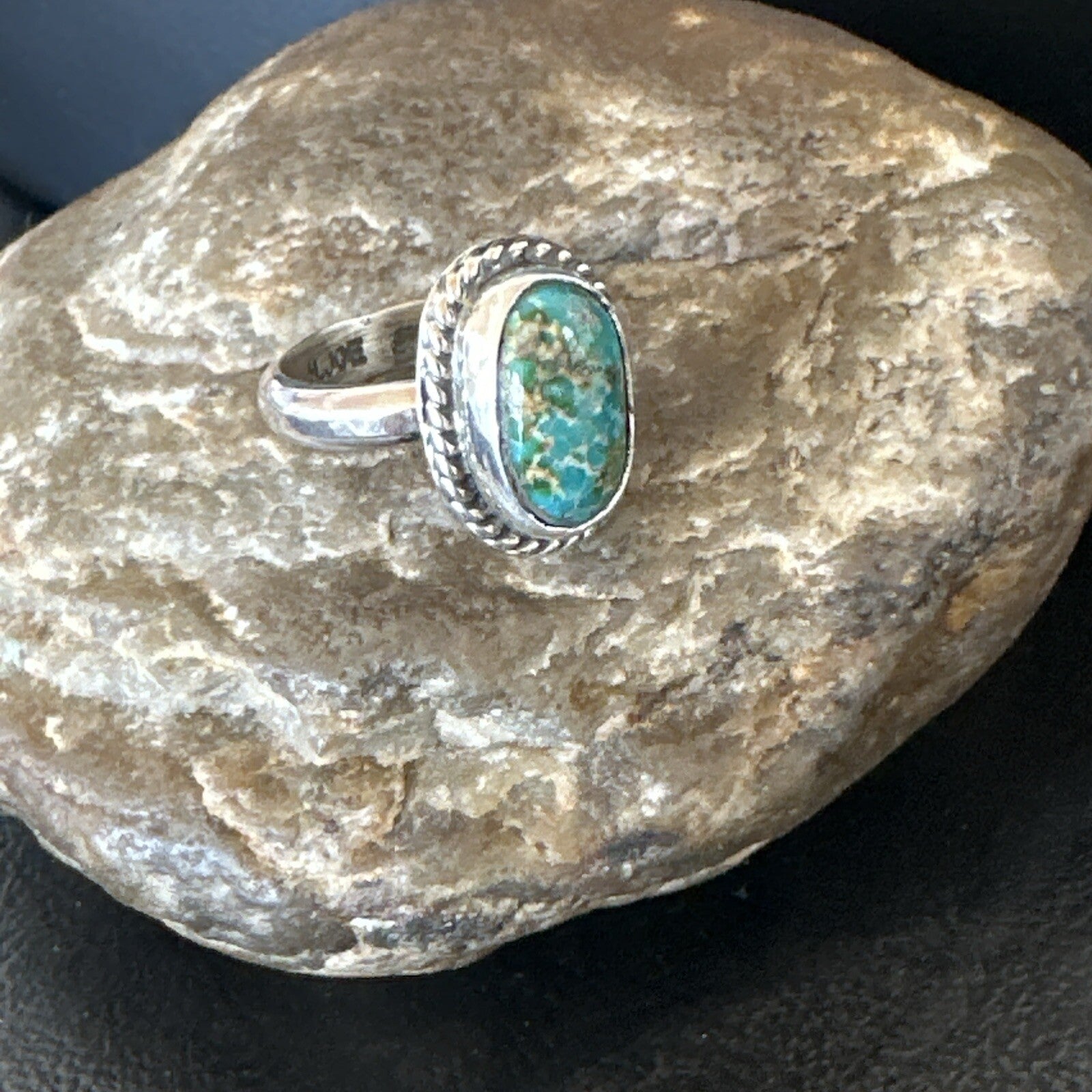 Womens Blue Sonoran Turquoise Navajo Sterling Silver Ring Size 10 18004