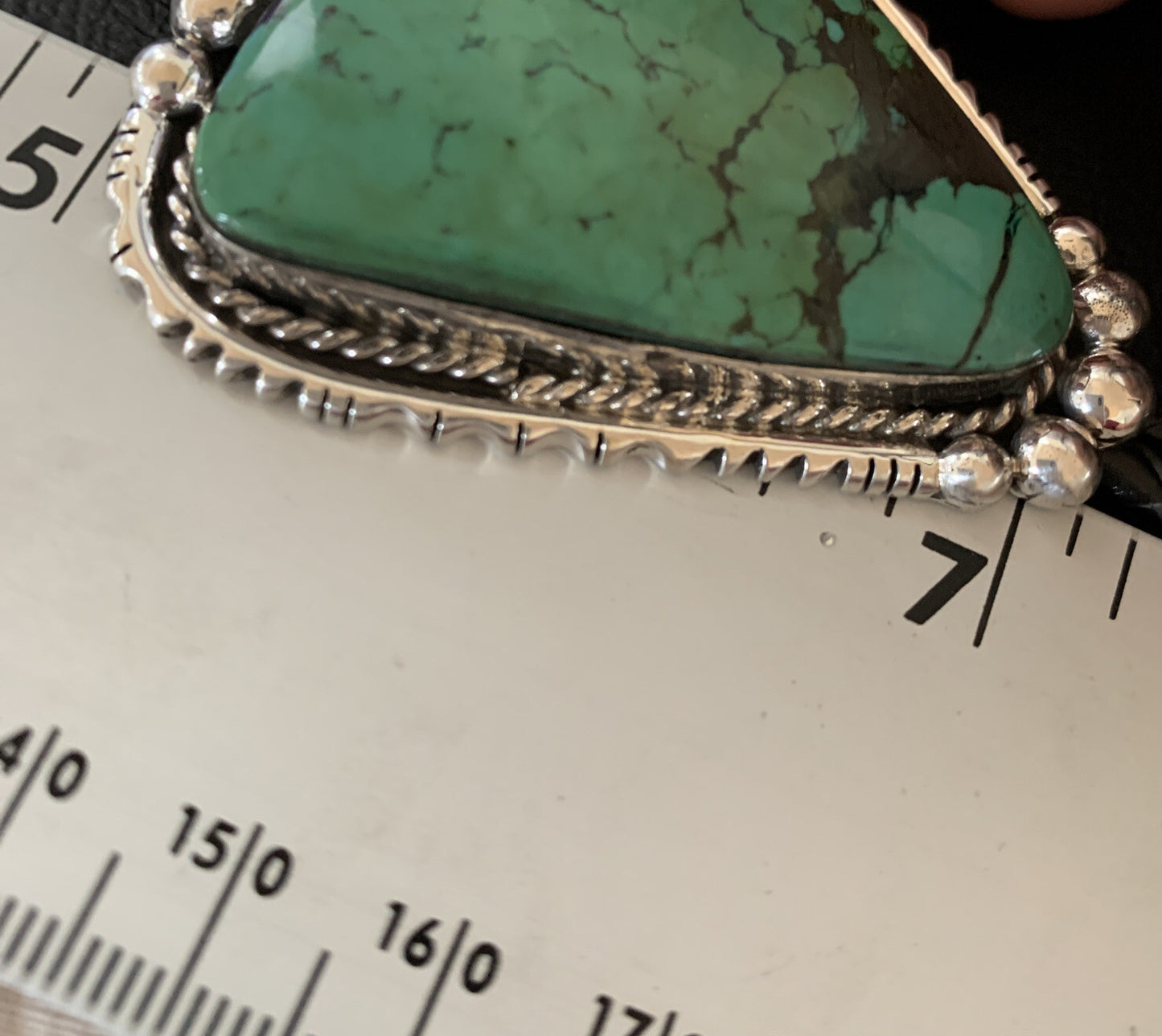 Native Mens Green Spider Web Turquoise Navajo Sterling Silver Bolo Tie 12904