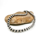8mm Navajo Pearls 22"Single Strand Necklace | Sterling Silver | Authentic Native American Handmade