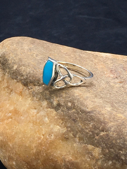 Blue Turquoise Navajo Sterling Silver Native American Ring Size 6.75 02951