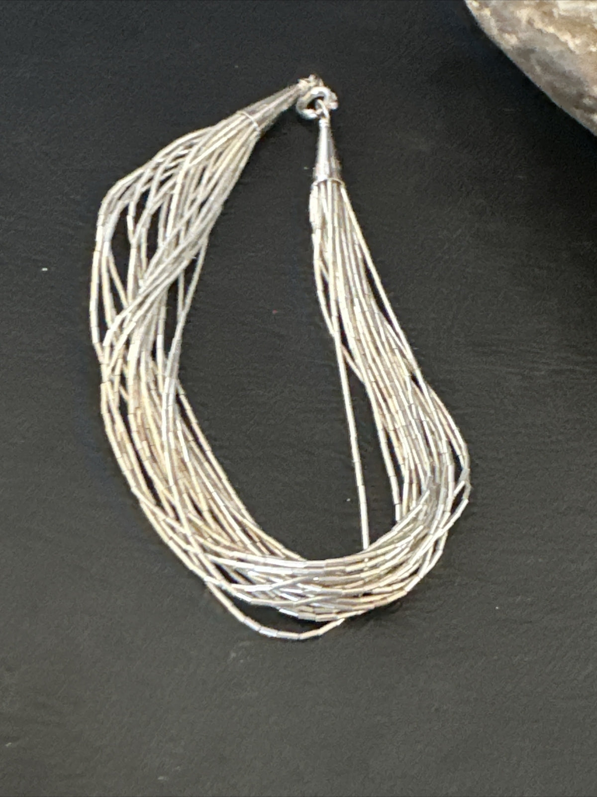 Womens Heishi Liquid Sterling Silver 20 Strands Bracelet 8” 4392