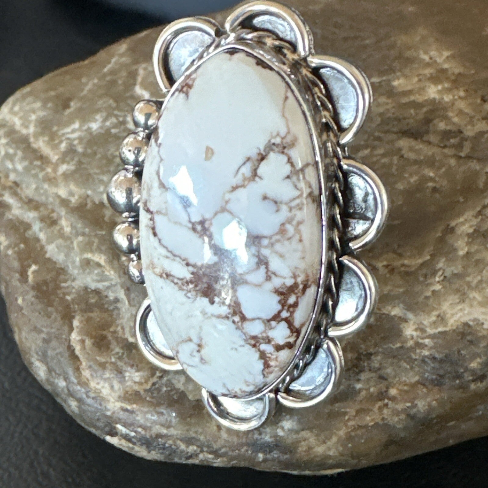 Mens Womens Wild Horse Turquoise Navajo Sterling Silver Ring Size 8 18009