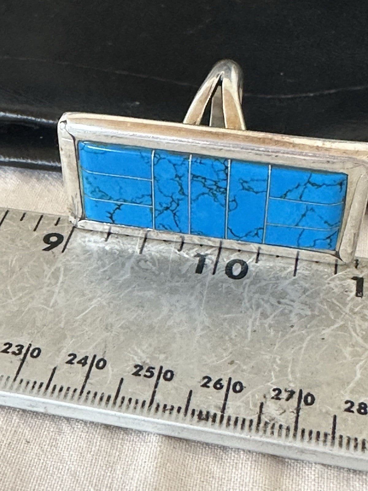 Harold Joe Mens Native American Navajo Blue Turquoise Inlay Ring Sz 11 19395