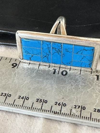 Harold Joe Mens Native American Navajo Blue Turquoise Inlay Ring Sz 11 19395