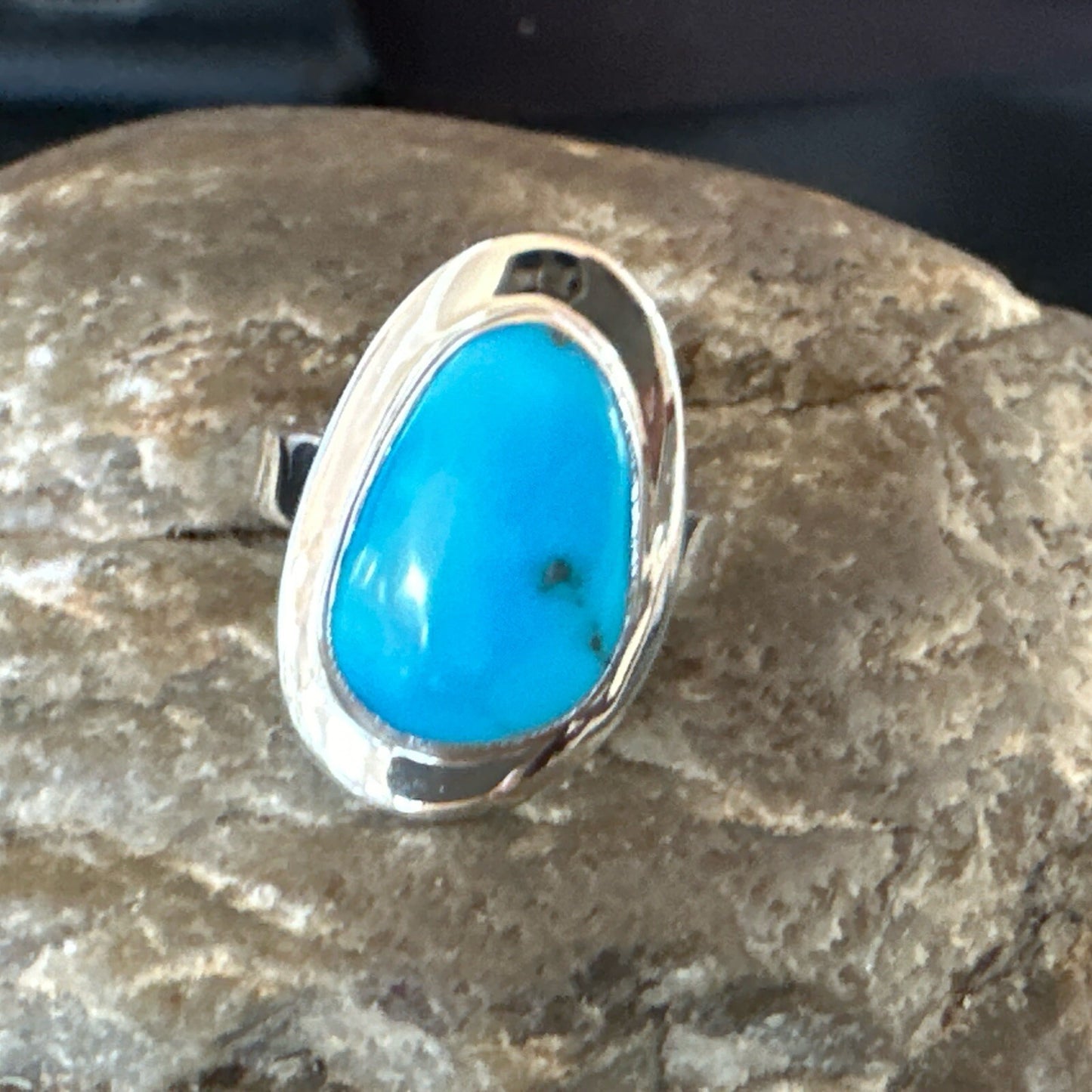 WoMens Sterling Silver Robin Egg Blue Kingman Turquoise Ring Size 6 17732