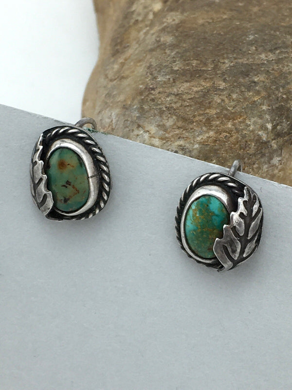 Green Turquoise Navajo Cuff Link 0.5" | Sterling Silver | Authentic Native American Handmade | 04476