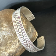 Stamped Cuff Bracelet Navajo | Sterling Silver | Authentic Native American Handmade | 18119