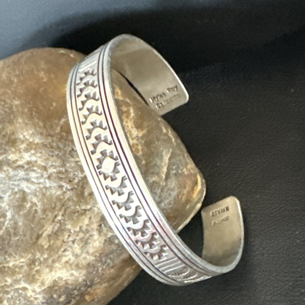 Stamped Cuff Bracelet Navajo | Sterling Silver | Authentic Native American Handmade | 18119