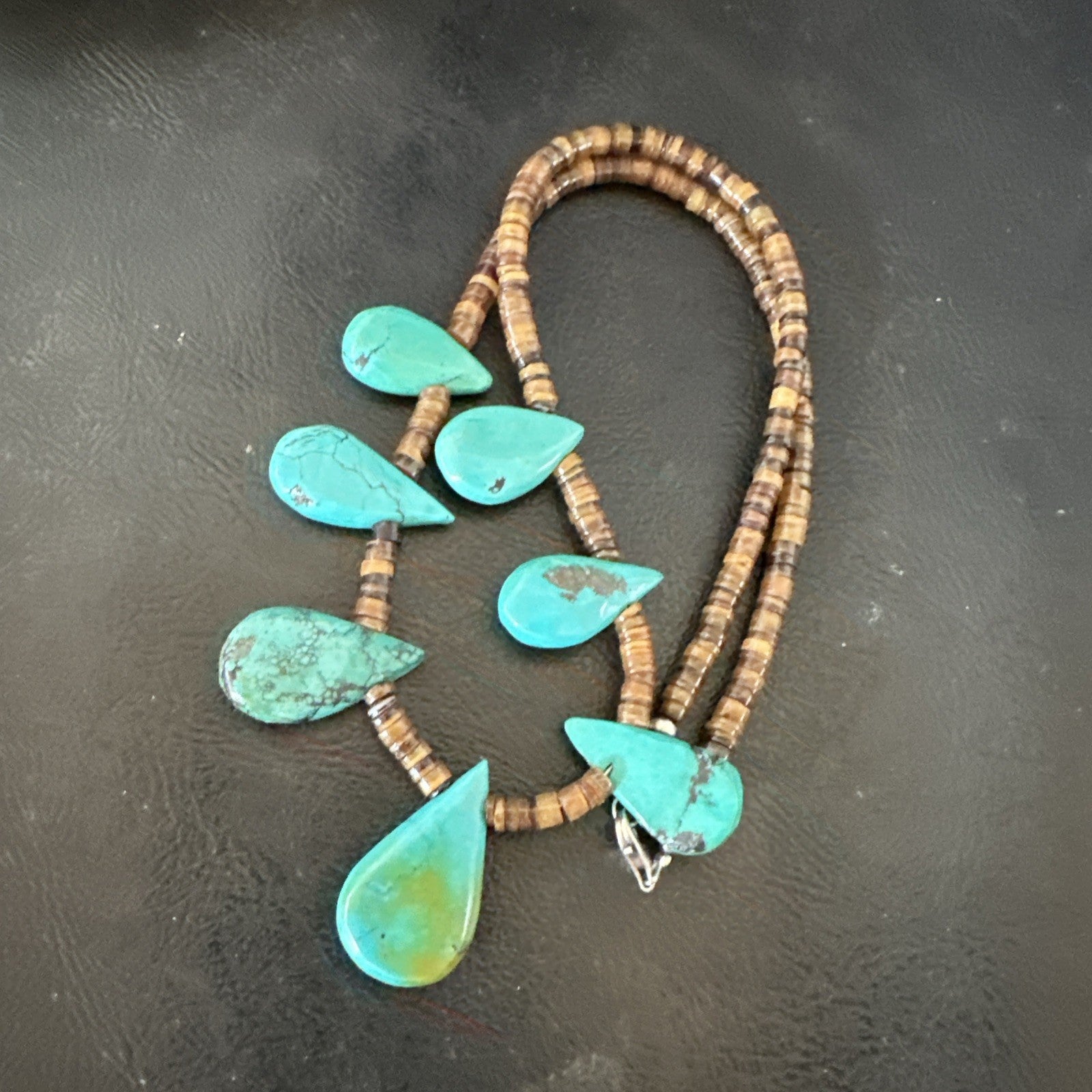 Southwestern Sterling Silver Blue Turquoise Shell 20" Necklace 19507
