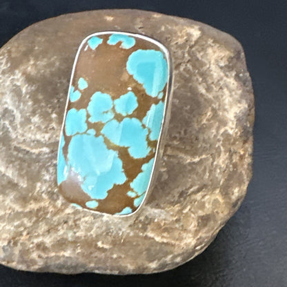 Blue Turquoise #8 Navajo Sterling Silver Ring Size 7 14961