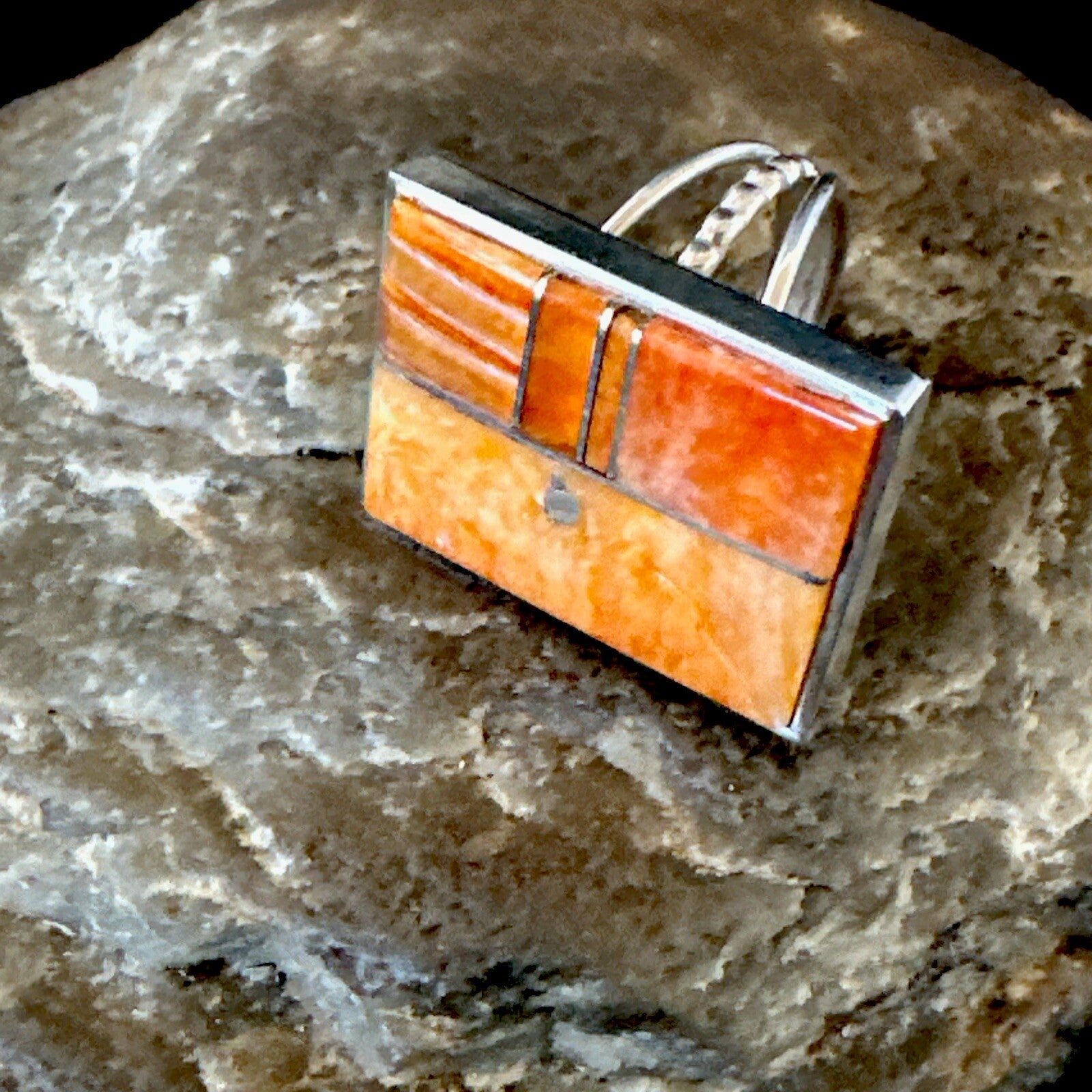 Women Orange Spiny Oyster Navajo Sterling Silver Ring Sz 6.5 17797