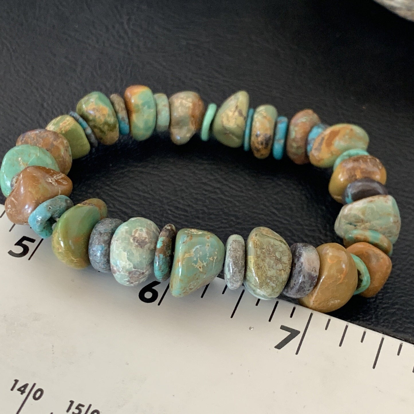Womens Blue Green Turquoise Stretch Stone Friendship Bracelet 11822