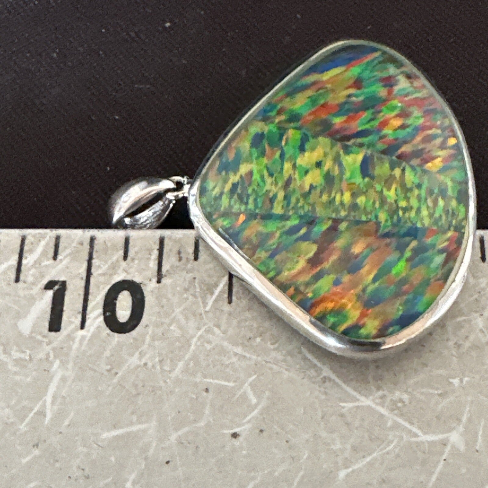 Mens Womens Multicolor Gilson Opal Navajo Sterling Silver Inlay Pendant 18612