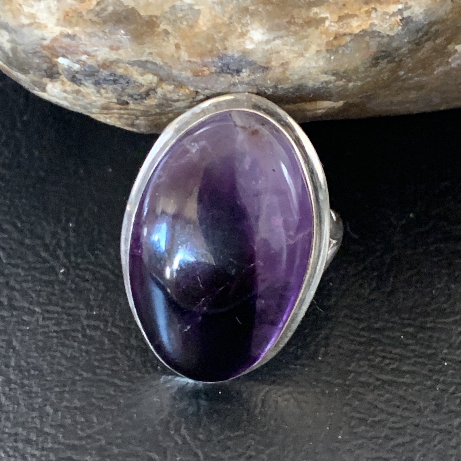 Purple Amethyst Navajo Sterling Silver Ring Size 8.5 12940