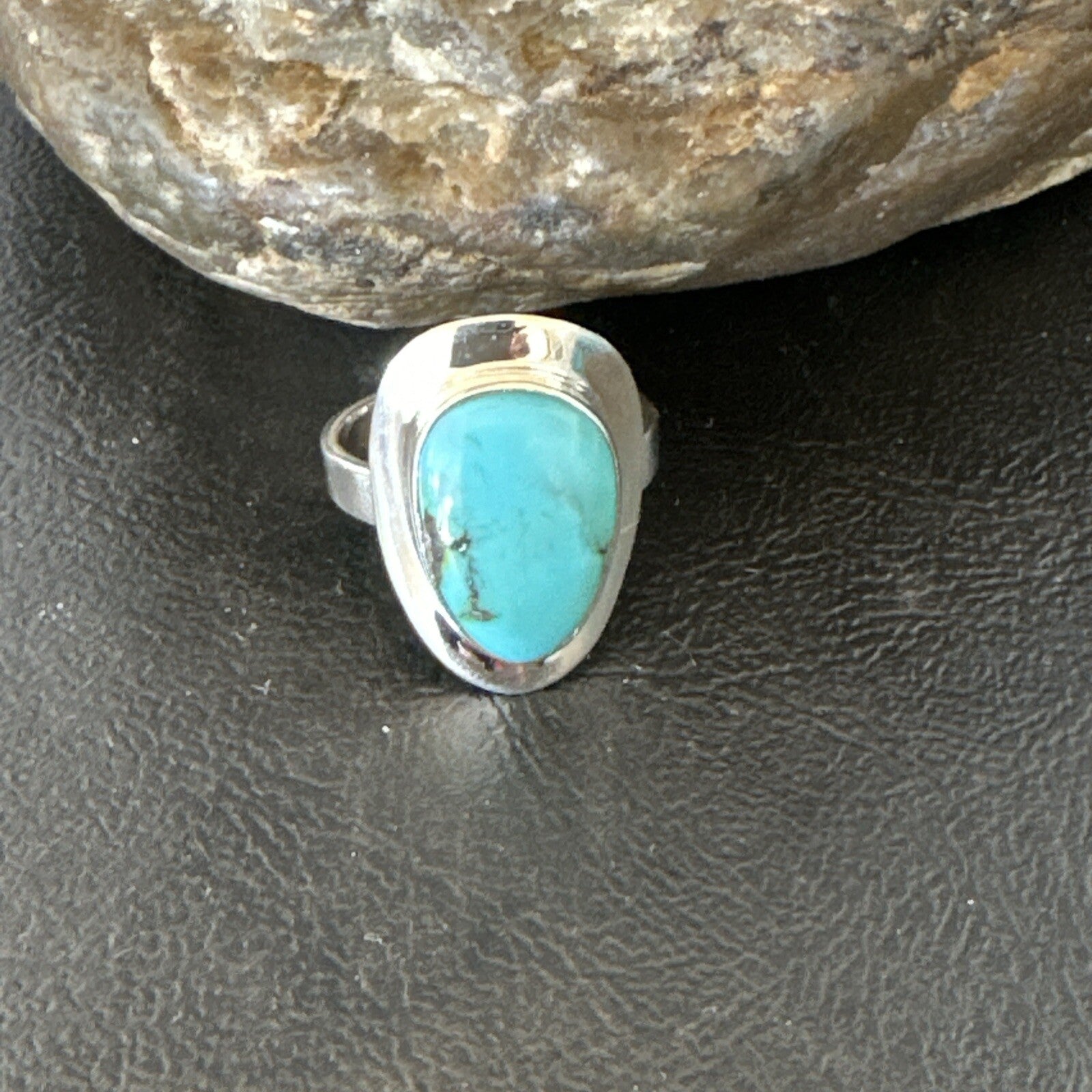 Southwestern Sterling Silver Blue Kingman Turquoise Ring Size 9 18524