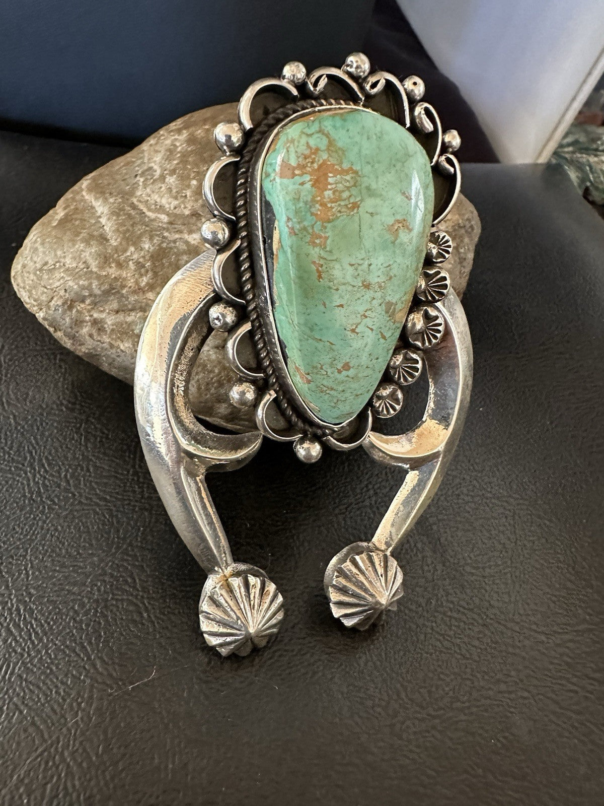 XXL Men Women Green Royston Turquoise Naja Sterling Silver Pendant Navajo 19528