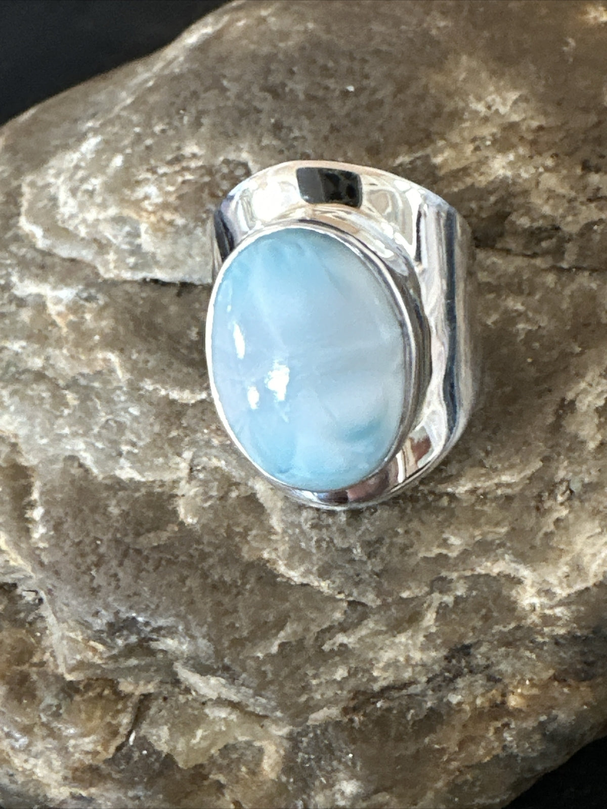 Womens Blue Larimar Navajo Sterling Silver Ring Size 5 17676